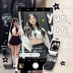 YUNJIN Kpop Digital Scrapbook, Instagram Design Creative, Online Scrapbook, Doodle Frame, Instagram Collage, Collage Scrapbook, Youtube Design, Editing Inspiration, Stylish Photo Pose