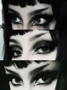 Gothic Formal Makeup, Scary Goth Makeup, Trad Goth Makeup Ideas, Basic Goth Makeup, Black And White Eye Makeup, Black And White Makeup Looks, Trad Goth Makeup 80s