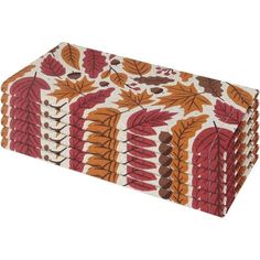 four napkins with red and orange leaves on them