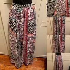 Beautiful Summery Maxi Skirt Never Worn Size Small But Can Fit A Medium. The Last 2 Pics Are Just Some Ideas On How To Wear The Skirt! Beautiful Design Multicolor Printed Long Skirt, Patterned Printed Skirt, Multicolor Stretch Long Skirt, Casual Patterned Long Skirt, Magic Skirt, Skirts Maxi, Some Ideas, Beautiful Design, Maxi Skirt