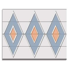 an abstract geometric design with orange and blue shapes on white paper, in the shape of triangles