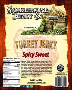 the label for smokehouse jerry's turkey teriyaki, which is made in usa