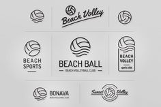 the logos for beach volleyball clubs are shown in black and white, with different colors