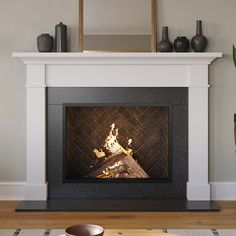 Arden Custom Wood Mantel - White Paint White Fireplaces, Traditional Mantel, Gray Fireplace, White Electric Fireplace, Corner Electric Fireplace, Grey Fireplace, Simple Fireplace, Stone Fireplace Mantel, Fireplace Mantel Shelf