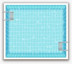 an overhead view of a swimming pool with blue tiles and metal bars on the sides