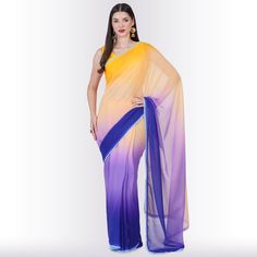 Chiro's By Jigyasa Buy it here ==>> www.chirosbyjigyasa.com/products/georgette-saree-in-multi-color-yellow Elevate your ethnic elegance with our stunning Georgette Saree in multi-color - Yellow! 🌟 This mesmerizing saree features a harmonious blend of alternating dark and light shades of yellow and blue, creating a radiant play of colors that will captivate onlookers. Crafted from premium georgette fabric, it drapes gracefully, providing both comfort and style. 💃 Perfect for festive occasi... Yellow Saree, Dark And Light, Yellow And Blue, Shades Of Yellow