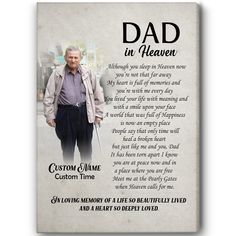 a memorial plaque with an image of a man holding a cane and the words, dad in heaven