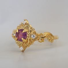 Experience the timeless allure of Paris with the Serenade Ring, a breathtaking ring that captures the essence of romance and elegance. At its heart, a mesmerizing purple/pink hue sapphire commands attention, exuding a regal and enchanting aura. The band features delicate, romantic curves in its band design, reminiscent of the elegant movements of a serenade. The french name Serenade, a melodic expression of love and admiration often performed under the starry Parisian sky. This exquisite ring em It Band, Expression Of Love, Purple Sapphire, Band Design, The Band, Aura, 18k Gold, Sapphire, Essence