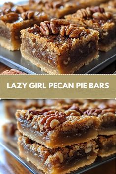 1 cup light corn syrup 1 cup brown sugar, packed 1/2 cup unsalted butter, melted 3 large eggs 1 teaspoon vanilla extract 1 1/2 cups pecan halves 1/4 teaspoon salt 1 package (16 oz) refrigerated pie crusts (2 crusts)  Directions: Lazy Girl Pecan Pie Bars, Good Baking Recipes, Pecan Cookie Bars, Best Pecan Pie Bars, Apple Bar Recipes, Beginner Baking, Pecan Bites, Pecan Halves, Pecan Cookie