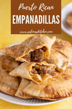 mexican empanadas stacked on top of each other with meat in the middle