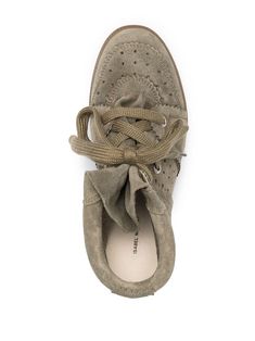 taupe green leather round toe front lace-up fastening ankle-length flat rubber sole Isabel Marant Bobby, Marant Shoes, Isabel Marant Shoes, Wedge Sneakers, Green Leather, Isabel Marant, Ankle Length, Sage Green, Lace Front