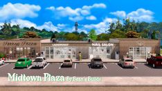 an artist's rendering of the exterior of a nail salon with cars parked in front