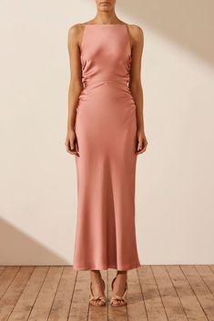 Luxe High Neck Ruched Midi Dress | Rose | Dresses | Shona Joy – Shona Joy International Pale Dress, Light Pink Bridesmaid Dresses, Coral Bridesmaid, Light Pink Wedding, Midi Bridesmaid Dress, High Neck Midi Dress, Pink Wedding Dresses, Shona Joy, Peach Dress