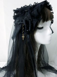 Hairband Width: 17cm.  Bowknot Size: 12*13cm.  Veil Length: 65cm.  Attention: This price includes a hairband, a veil only, others are not included. Adjustable Headband For Church, Veil Length, Gothic Lolita, Veil, Size 12, Halloween