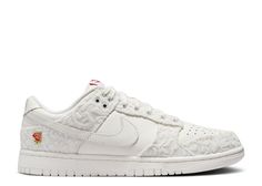 Wmns Dunk Low 'Give Her Flowers' - Nike - FZ3775 133 - sail/sail/university red/chlorophyll/medium soft pink/metallic gold Wmns Dunk Low, Tenis Nike, Flower Shoes, Exclusive Sneakers, Nike Sb Dunks Low, Sneaker Release, Air Jordan 5, Nike Sb Dunks, Retro Shoes