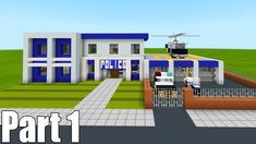 Minecraft City School, Minecraft Police Station Ideas, Police Minecraft Build, Minecraft City Buildings Tutorial, Minecraft Jail Ideas, Minecraft Police Station, Minecraft City Houses, Minecraft School Ideas, Minecraft Cinema