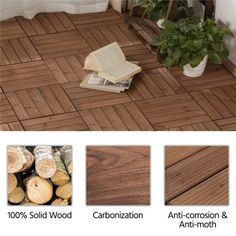 the wood flooring options are shown in three different colors and sizes, including brown