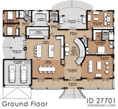 the ground plan for an apartment with two floors and three bedroom apartments on each floor