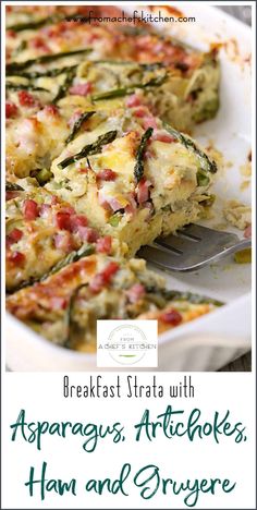 an image of breakfast atta with asparagus, artichokes, ham and gruyere