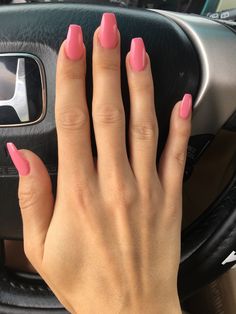 Rounded Square Pink Nails, Melon Pink Nails, Slight Coffin Shape Nails, Pink Square Oval Nails, Pink Nails Ballerina Shape, Short Coffin Shape Nails Pink, Pink Grapefruit Nails, Basic Nails Coffin, Coffin Shape Nails Pink