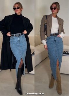 Blue Jean Outfits, Business Outfit, Curvy Outfits, Rich Girl, Business Outfits, Jean Skirt, Outfit Casual, Outfits Casuales