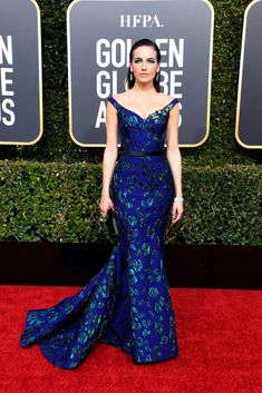 Camilla Belle at the 2019 Golden Globes Blue Mermaid Gown, Red Carpet Dresses 2019, Golden Globes Fashion, Golden Globes Dresses, Mermaid Formal Gowns, Camilla Belle, Golden Globes Red Carpet, Stylish Celebrities, Beverly Hilton