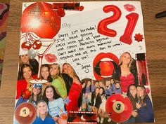 a collage of photos with balloons and numbers on the page for an upcoming year card