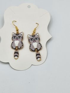 Earrings are Cute Gray and white. They are accented with gold. They are 1 1/2 inches long. Dangle Earrings With Cat Design For Gifts, Cute Black Cat Design Earrings, Cat Design Dangle Earrings For Gift, Cute Silver Cat Design Earrings, Silver Cat Design Dangle Earrings, Wedding Jewelry Earrings, Somerset, Wedding Earrings, Grey And White