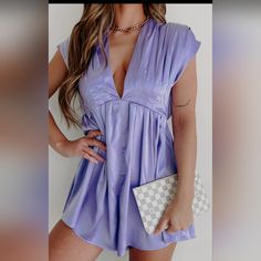 Satin Romper Brand New No Flaws Never Been Worn Gem Gem, Purple Romper, Satin Romper, Gameday Dress, Flying Monkey Jeans, Purple Satin, Medium Dress, Large Dress, Jeans Size Chart