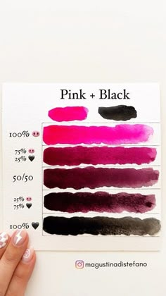 pink and black watercolor swatches on top of each other