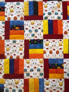 a quilt made to look like pokemon squares