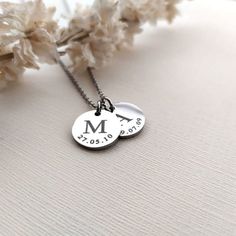 Mum Necklace, Date Necklace, Initial Disc Necklace, Custom Initial Necklace, Mothers Necklace, Vermeil Jewelry, Gift For Mum, Disc Necklace, Christmas Gift For Her