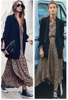 Business Grunge Aesthetic, Printed Dress Designs Style, Leopard Print Dress Winter, Boho Dress Outfit Fall, Leopard Dress Street Style, Trainers Dress Outfit, Leopard Dress Outfit Fall, Boho Chic Office Outfit, Boho Outfits 2024