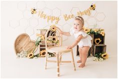 Happy Bee Day Cake, Bee Day Cake, Honeycomb Backdrop, Boho Cake Smash, Bee Birthday Theme, Happy Bee Day, Bee Themed Birthday Party, Boho Cake, 1st Birthday Party For Girls