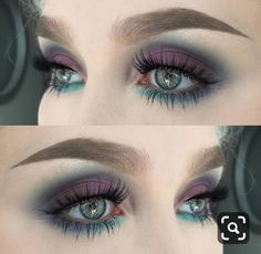 Makeup Look For Green Eyes, Purple Makeup Looks, Makeup Looks For Green Eyes, Purple Eye Makeup, Eye Makeup Brushes