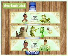 the princess and the frog water bottle labels