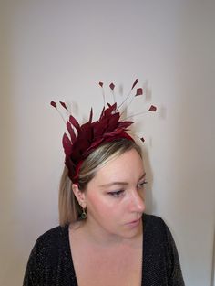 Red feathered headband handmade by myself a trained Milliner on the West coast of Scotland using hand picked materials from my Millinery Suppliers. I take the time to make every item carefully and I really do love the whole process. Red Wedding Hair Accessories With Headband, Red Wedding Hair Accessories With Matching Headband, Adjustable Red Feathered Fascinator, Handmade Red Headband Headpieces, Red Adjustable Fascinator With Feathers, Adjustable Red Fascinator With Feathers, Adjustable Red Headpiece With Handmade Flowers, Red Headpieces With Handmade Flowers, Adjustable, Red Adjustable Headpiece With Handmade Flowers