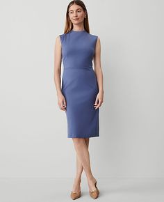 Elevate your wardrobe with the Ann Taylor Petite Ponte Mock Neck Sheath Midi Dress, a stunning piece that combines elegance with comfort. This dress is perfect for any season, featuring a sophisticated mock neck and a flattering sheath silhouette that hits just at the knee.

- Size: Petite 14
- Color: Precious Sapphire
- Material: Shell - 66% Rayon, 30% Nylon, 4% Spandex; Lining - 100% Polyester
- Gender: Female
- Key Features: Cap sleeves, hidden back zipper with hook-and-eye closure, back vent Business Casual Dresses For Women, Female Features, Sheath Midi Dress, Petite Midi Dress, Business Casual Dresses, Midi Sheath Dress, Line Shopping, Trendy Clothes For Women, Petite Fashion