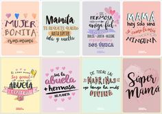 six different greeting cards with spanish phrases