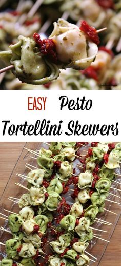 easy pesto tortellini skewers are the perfect appetizer for any party