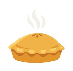 a piece of pie with steam rising out of it's top, on a white background