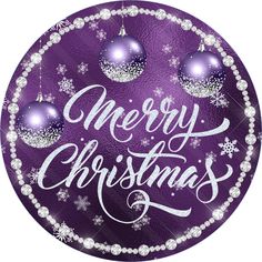 a purple christmas ornament with silver ornaments and snowflakes on the bottom