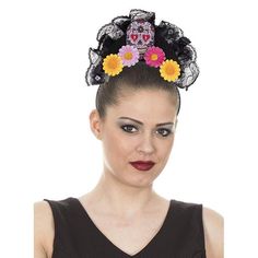 Day of The Dead Headbands 3 Pack Skull Spider Web Head Band, Black Lace Crown Assorted Designs START DESCRIPTION DIA DE MUERTOS ACCESSORIES: Ideal for Day of the Dead, costume parties, Halloween, spooky costume parades; looks great on girls, teens and women BEAUTIFUL ROSE ADORNMENTS: Vibrant-colored flowers of varying styles and sizes adorn these beautiful headbands to contrast the black lace, Dia de los Muertos calavera design, and spiderwebs FESTIVE AND STYLISH: Easy and comfortable to wear, t Beautiful Headbands, Dead Costume, Skull Spider, Lace Crown, Lace Crowns, Spooky Costumes, Halloween Party Decorations, Costume Parties, Colored Flowers