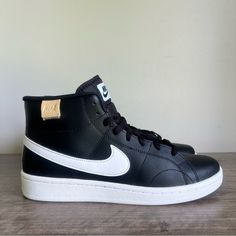 Nike Court Royale 2 Mid Black White Women's Shoe New Without Box Women’s Size 10 Please Review All Pictures For Any Blemishes And/Or Defects Item Shown In Pictures Is What You Are Purchasing No Rips Or Tears. Odor Free All Reasonable Offers Considered Smoke Free Environment Even Though Most Of Our Shoes Are Sold As “New” There Is A Chance That They May Have Been Previously Tried On In Store With Dust And/Or Dirt On The Soles And Insoles There Are Also Times Where We Will Not Say “New” As We Cannot Determine If They Have Only Been Tried On Or Worn A Time Or Two Though They May Look New! We Ask That You Always Review All Pictures Closely And To Reach Out If You Have Any Additional Qu Womens Nike Sneakers White And Black, Nike Sneakers Black And White With Contrast Sole, Womens Nike Forces White And Black, Nike Sporty Black And White Sneakers, Nike 3/4 Top Shoes Black And White, White Platform, White Shoes Women, Black Nikes, Size 10