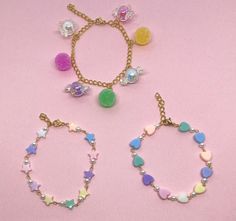 Ranging from stars, hearts & sweets, these surely will make your outfit even sweeter! If you love wearing cute charm bracelets, then fairy kei jewelry is a great match for your style💕. Makes a perfect gift for anyone that loves pastel colors or simply likes cute jewelry. You can't find these anywhere else, so why not add some cuteness to your life?  Check out our charm bracelets section for more unique designs! *All are stainless steel, adjustable *Reaches up to 8.5 inches *Matches with fairy k Yume Kawaii Aesthetic, Cute Charm Bracelets, Fairy Kei Aesthetic, Kei Jewelry, Yume Kawaii, Pastel Earrings, Pastel Kawaii, Kawaii Earrings, Kawaii Jewelry