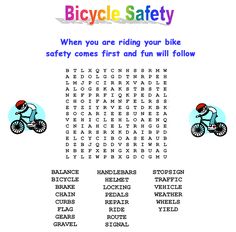 a bicycle safety word search is shown