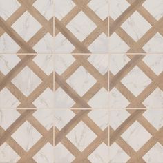 a white and brown tiled floor with wooden squares on the top, bottom and bottom