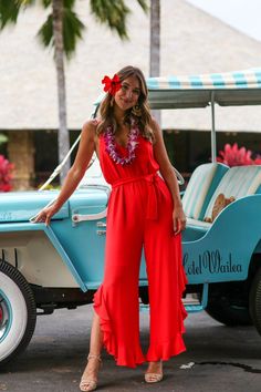 Hawaiian Vacation Outfits, Hawaiian Party Outfit, Luau Outfits, Diva Dress, Hawaii Outfits, Party Outfits For Women, Hawaii Style, Rose Print Dress