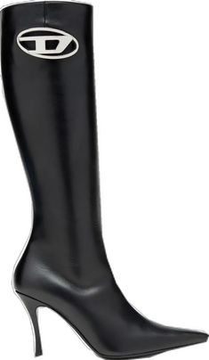 Luxury Formal Platform Boots, Black Pointed Toe Platform Boots For Formal Occasions, Luxury Platform Boots With Sculpted Heel And Pointed Toe, Luxury Patent Leather Knee-high Boots For Formal Occasions, Modern Platform Boots With Reinforced Heel For Formal Events, Luxury Boots With Sculpted Heel For Office, Luxury Black Knee-high Boots With Leather Lining, Elegant Patent Leather Knee-high Boots For Formal Occasions, Modern Formal Platform Boots With Leather Sole