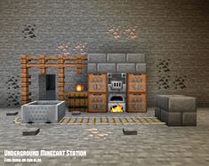 a minecraft kitchen is shown in this image